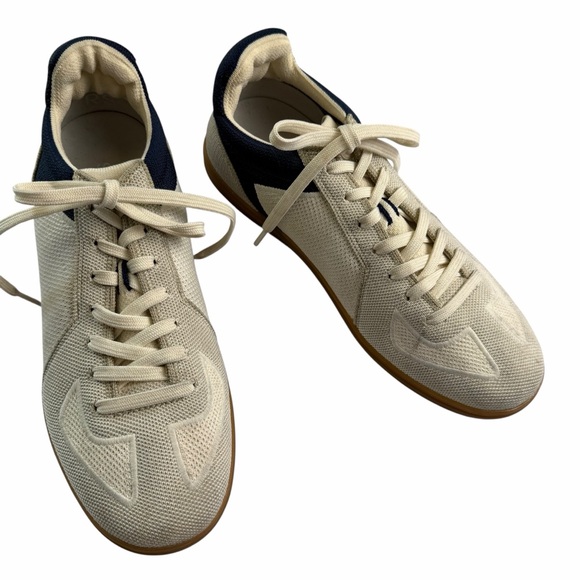 Rothys RS01 Sneaker Hudson Off White Khaki Cream Blue gum sole Mens 8 - Picture 2 of 8